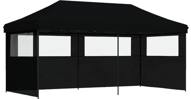 vidaXL Partyzelt Pop-Up Faltbar mit 3 Seitenteilen und transparenten Fenstern Schwarz B: 315 cm, T: 292 cm, H: 292 cm - Bild 1