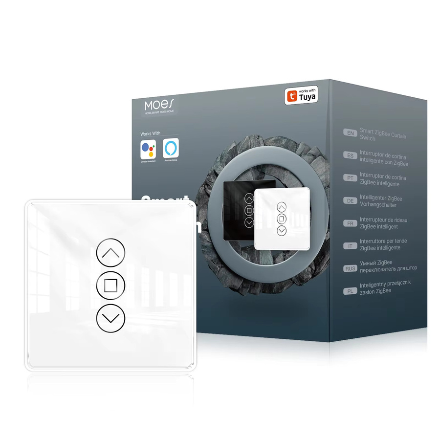 MOES Tuya ZigBee Smart Vorhangschalter mit RF433 Unterstützung, Arc Glas Touch Panel in Weiß, kompatibel mit Alexa und Google Home - Bild 6