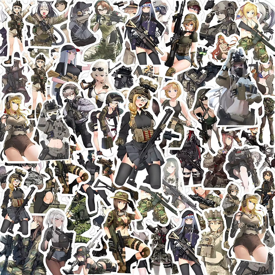 Charile Camouflage Weibliche Soldaten Aufkleber, Anime Mädchen, Bunt / Mehrfarbig - Bild 2