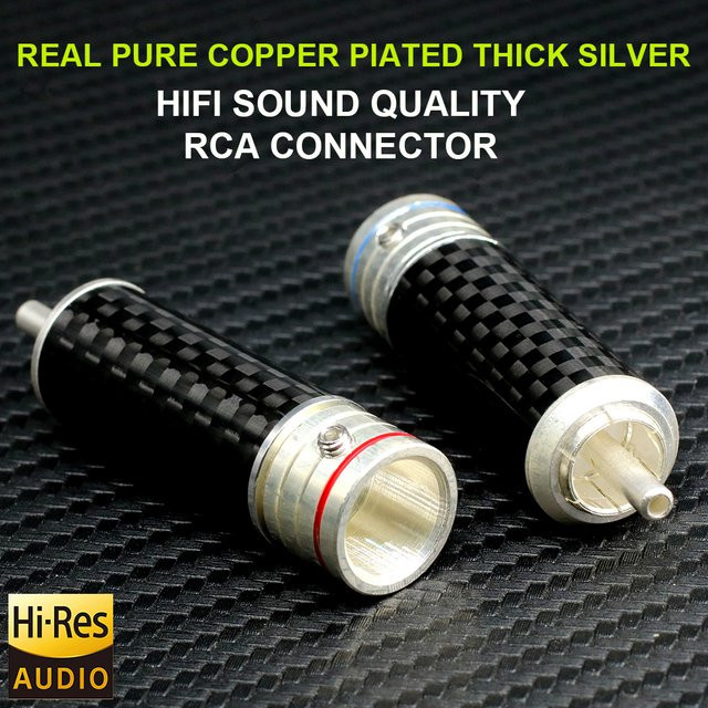 4 Stück RCA-Audio-Stecker und Buchsen von xianshishenghuo aus reinem Kupfer mit Rhodium-Beschichtung in Silber - Bild 1