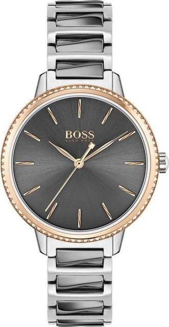 Hugo Boss Damenuhr, Quarz, Edelstahl, Grau, 34 mm, 3 ATM - Bild 1