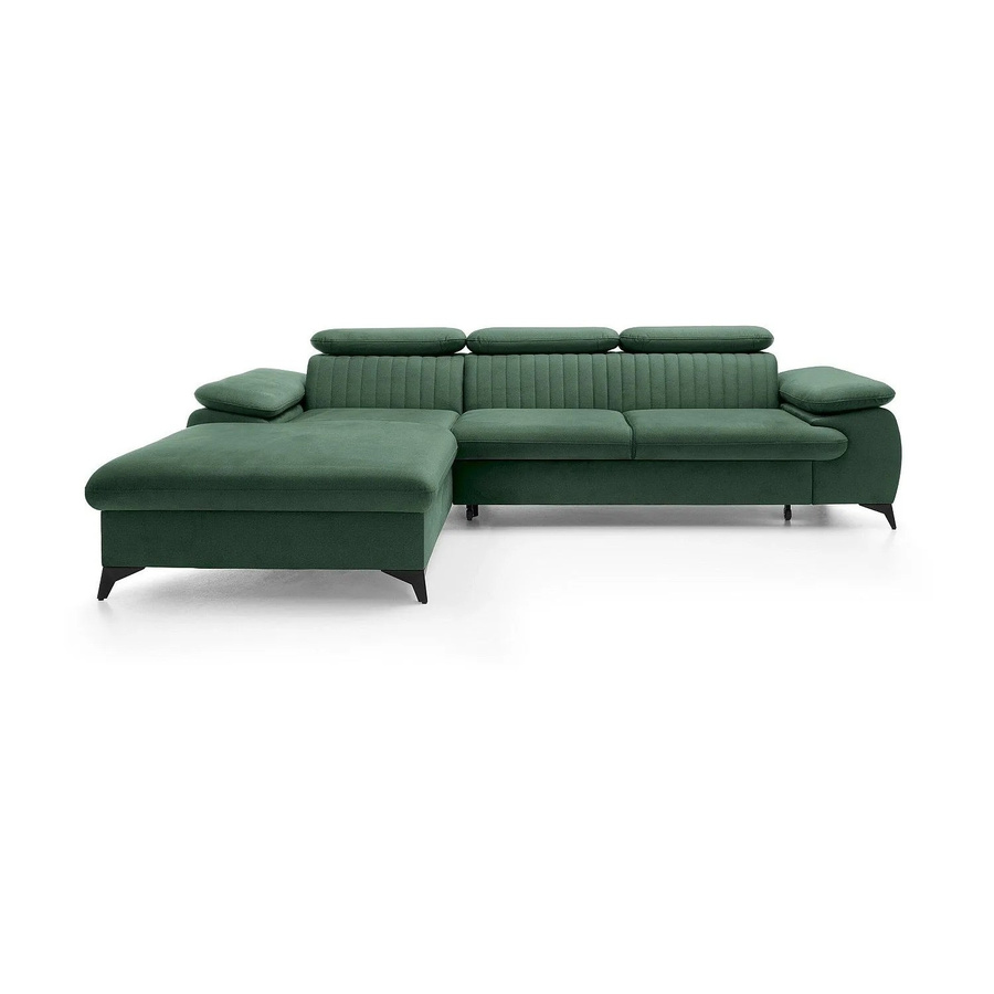 Vente-unique Schlafsofa Samara in Grün mit L-Form und Samtbezug, Breite: 280 cm - Bild 2