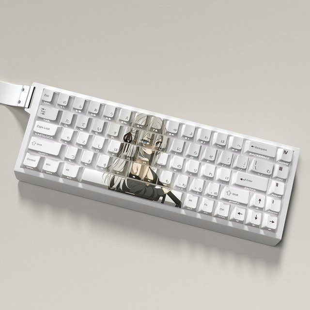 Chreey PBT Tastenkappen im Anime-Design mit transparenten Seiten für 60/64/68 Tastaturen, Farbe: Weiß/Transparent - Bild 1