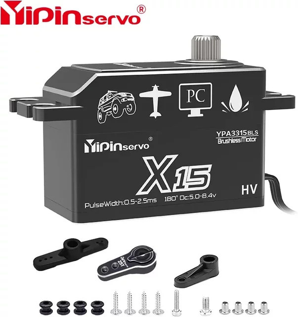 Yipinservo Digitaler bürstenloser Servomotor, Vollmetallgetriebe, Schwarz - Bild 1
