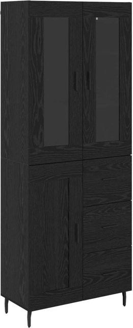 vidaXL Highboard 2-teilig in Eiche Schwarz aus Holz und Glas für Wohnzimmer und Esszimmer - Bild 1