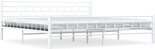 vidaXL Bettgestell aus Metall in Weiß mit Lattenrost B/T: 200 x 200 cm - Bild 1