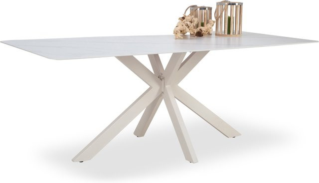 Esstisch SANSIBAR HERNING in Weiß mit Keramikplatte und modernem Design, B/T/H: 100 x 100 x 76 cm - Bild 1