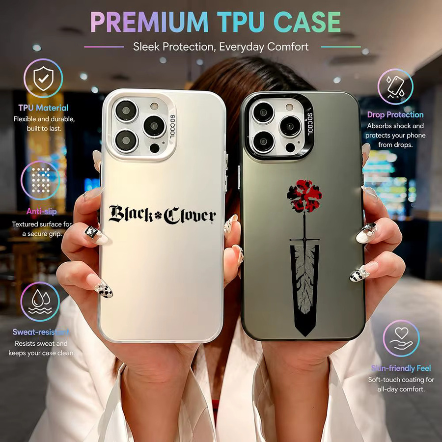 Black Clover Logo Handyhülle für iPhone 11 bis 17 Pro Max, Stoßfeste TPU Hülle mit Farbverlauf, Multicolour - Bild 1