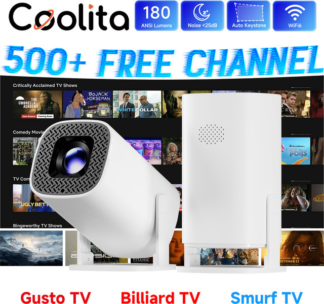 HONGTOP P30PLUS Smart Mini Projektor in Weiß mit 4K Unterstützung, 1280*720P HD Auflösung und WiFi6 für dein Heimkino - Bild 1