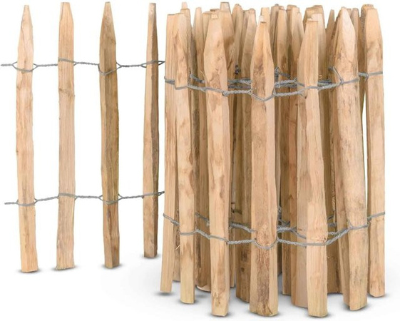 Stiltreu Französischer Premium Staketenzaun Kastanie rund unbehandelt braun B: 500 cm, H: 50 cm, Lattenabstand: 4,5 cm
