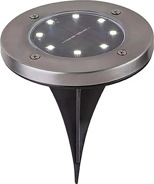 Globo LED-Solarleuchten im 2er-Set aus Edelstahl und Kunststoff mit Erdspieß, Farbe: Silber/Schwarz, Durchmesser: 11,8 cm, Höhe: 13 cm - Bild 1