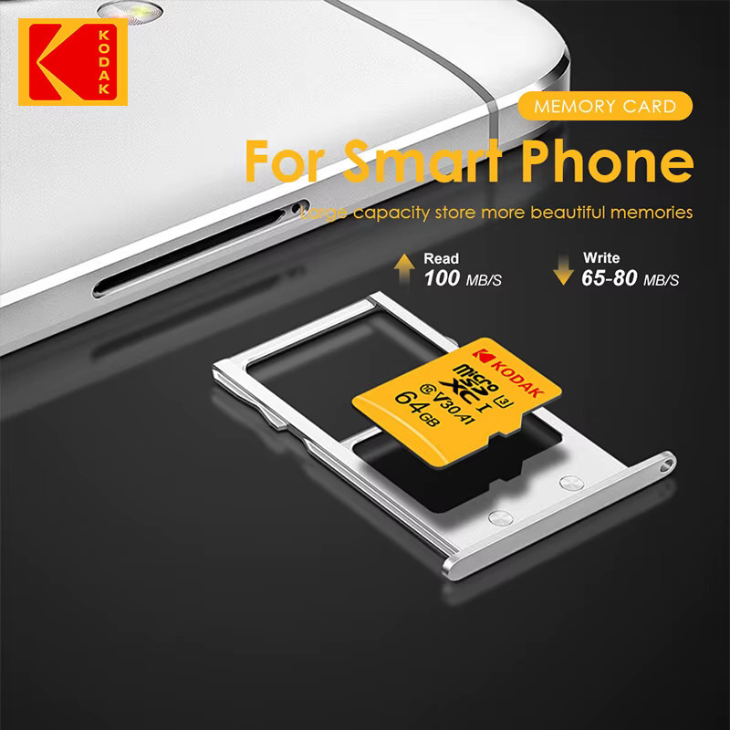 Kodak Micro SD-Karte 64GB Klasse 10 U3 Hochgeschwindigkeits-Speicherkarte in Gelb - Bild 2