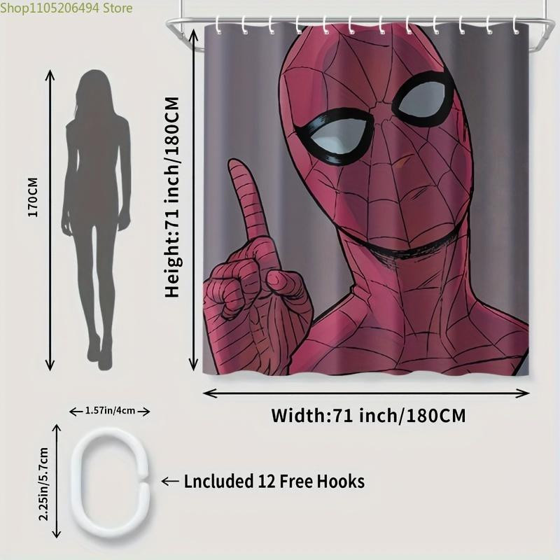 MARVEL Spider-Man Duschvorhang mit Haken, Cartoon-Design, Polyester, Mehrfarbig, B x H: 180 x 180 cm - Bild 2