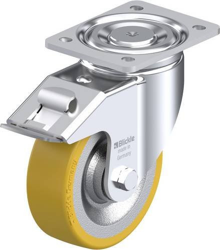 Blickle Lenkrolle LH-SETH 150K-FI mit Feststeller, Rad-Durchmesser: 150 mm, Tragfähigkeit: 650 kg, Farbe: Silber/Mehrfarbig - Bild 1