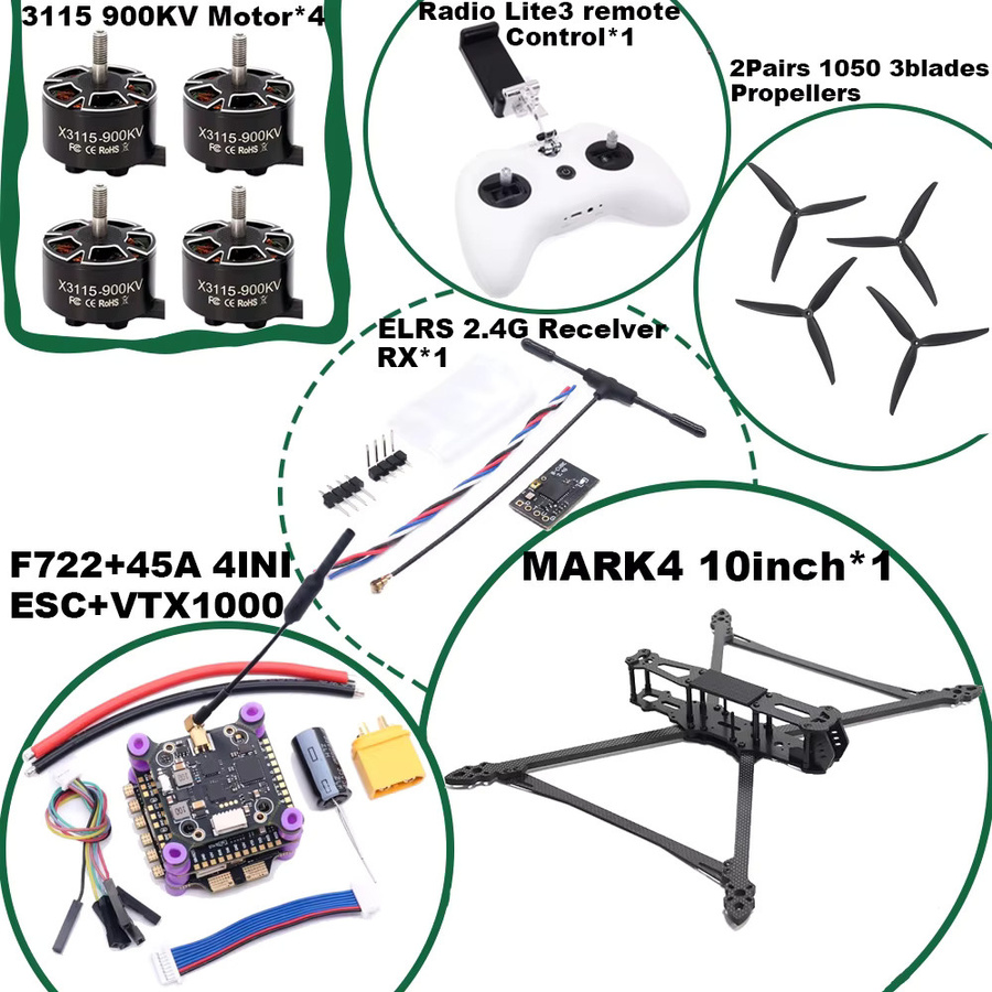 RCTOSKY BCUBE MARK4 V2 F722 Flugsteuerung mit 45/60A 4IN1 ESC für 8/9/10 Zoll FPV Racing Drohnen und Quadcopter in Schwarz - Bild 1