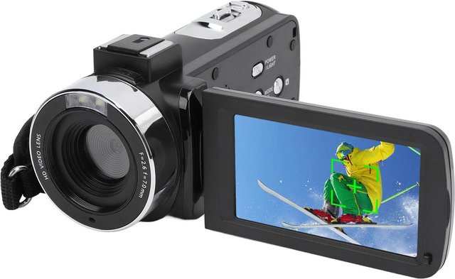 Honor Electronics Camcorder mit 30MP, 1080P Full HD, 18X Digitalzoom und 3 Zoll TFT Rotationsbildschirm in Schwarz - Bild 1