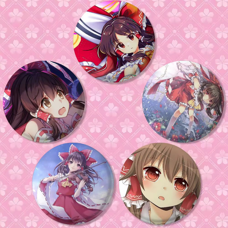 Bilibili Anstecknadel Reimu Hakurei Anime, Runde Brosche - Bild 3
