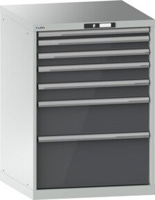 Lista Schubladenschrank 36x36E in Grau mit Schloss, B/T/H: 71,7 x 72,5 x 100,0 cm - Bild 1