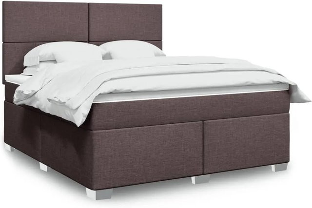 vidaXL Boxspringbett mit Matratze Dunkelbraun B/T/H: 180 x 200 x 140,5 cm mit USB-Ladeport und Unterbettbeleuchtung - Bild 1