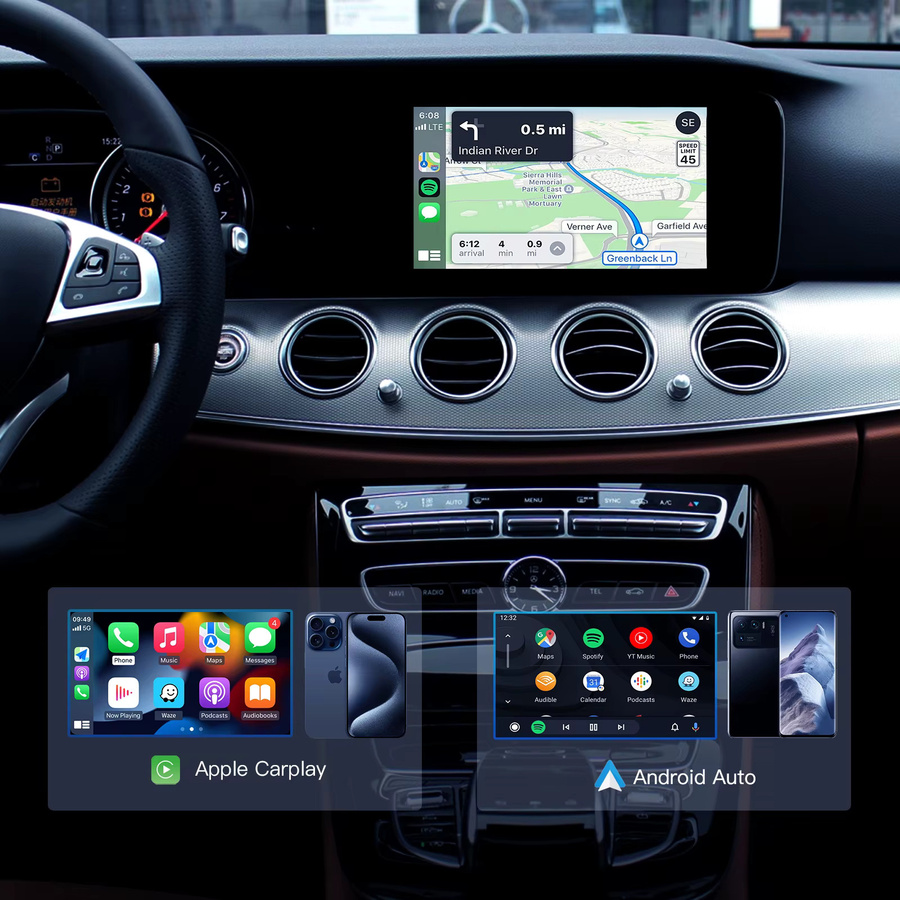 CARABC Drahtlose CarPlay und Android Auto Adapter für Mercedes NTG4.5 NTG5.0 A B C CL S CLA CLS Klasse GLA GLS GLC GLE V250 V260 Sprinter, Schwarz - Bild 3