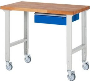 Rau Fahrbare Werkbank 7001A1 höhenverstellbar grau/mehrfarbig B: 125 cm, T: 70 cm, H: 95-100 cm - Bild 1