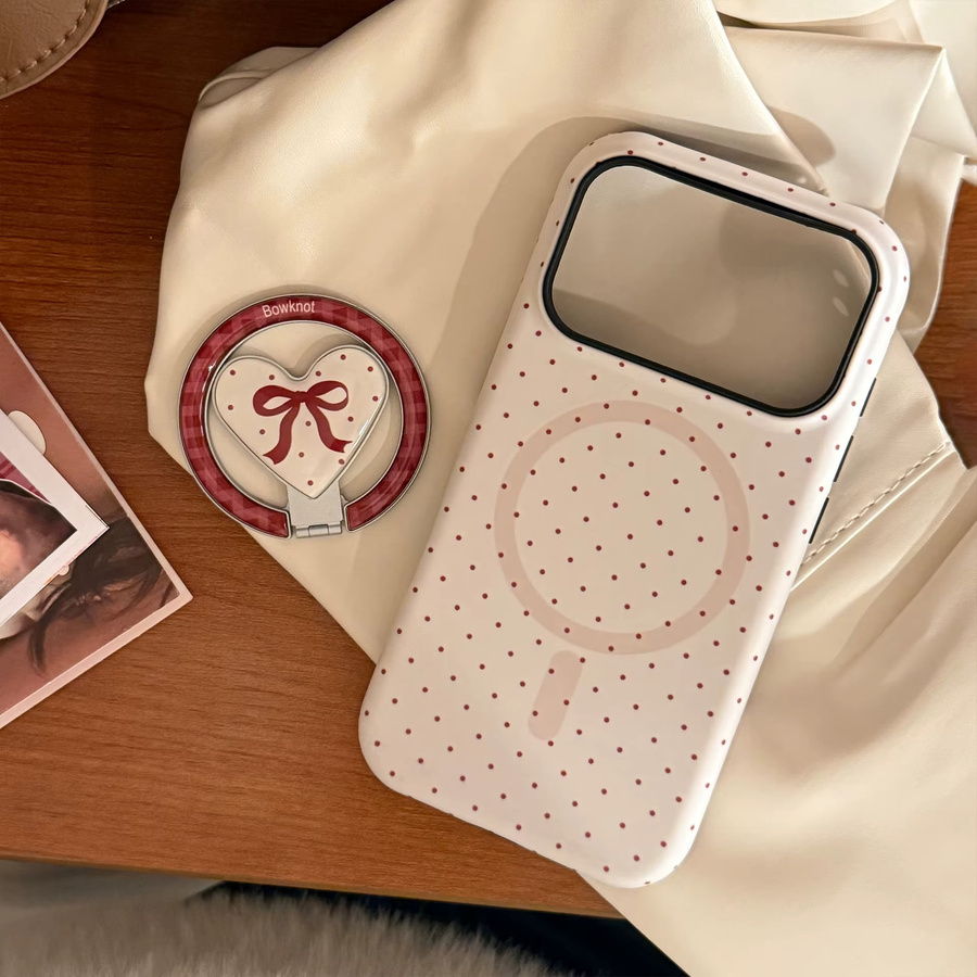 MUQGEW Magnetische iPhone Schutzhülle mit Polka Dot Herz-Design in Weiß, stoßfestes Case für iPhone 11 bis iPhone 17 Pro Max - Bild 3