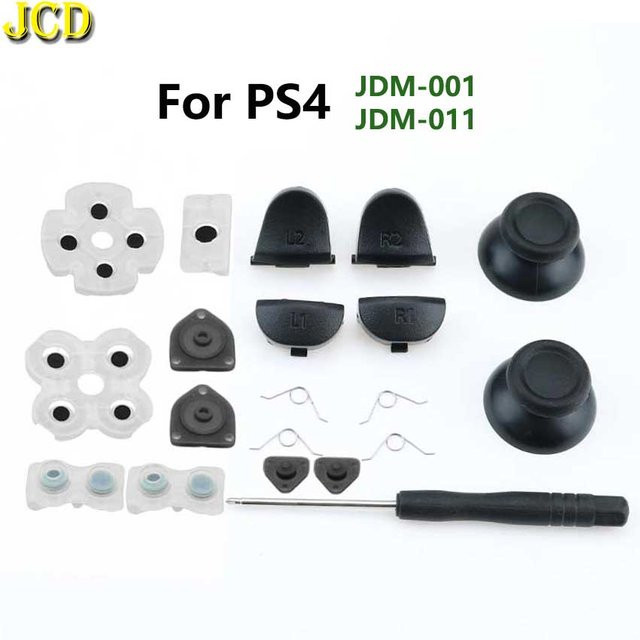 JCD Reparatur-Kit für PS4 JDM-001/011 Controller mit L1 R1 L2 R2 Trigger Tasten, 3D Analog Sticks, leitfähigen Gummis und Schraubendreher - Bild 1