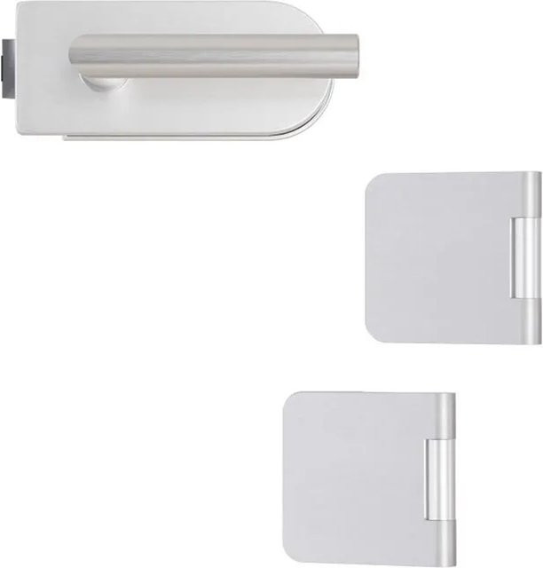 Hansaglas Glastürbeschlag Studio/Office unverschließbar gerundet in Aluminium Silber - Bild 1