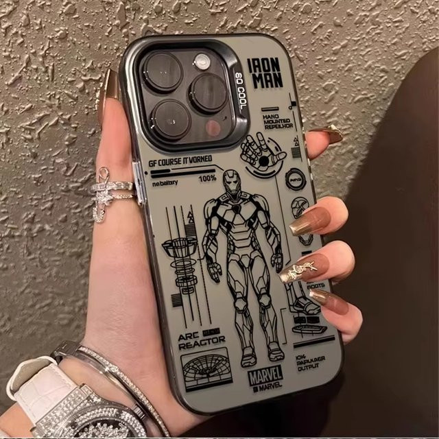 Beast Kingdom Iron Man Mech Demontage Blaupause Frosted Hülle für iPhone 17 Air 16 E 15 14 Plus 13 12 Mini 11 Pro Max aus Acryl und Silikon in Blau - Bild 1