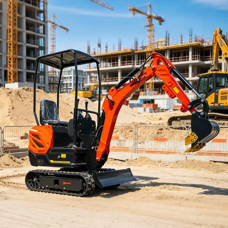 YITUI Hydraulischer Mini-Bagger mit verschiedenen Hilfsvorrichtungen, Farbe: Orange, CE EPA Euro 5 für Grabungs- und Aushubarbeiten - Bild 1