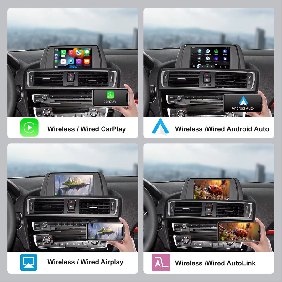 REEIIO Drahtloses CarPlay und Android Auto Interface mit MirrorLink, Airplay und Rückkamera für BMW 1er 2er F20 F21 F22 F23 F45 (2011–2020) NBT EVO, Schwarz - Bild 3