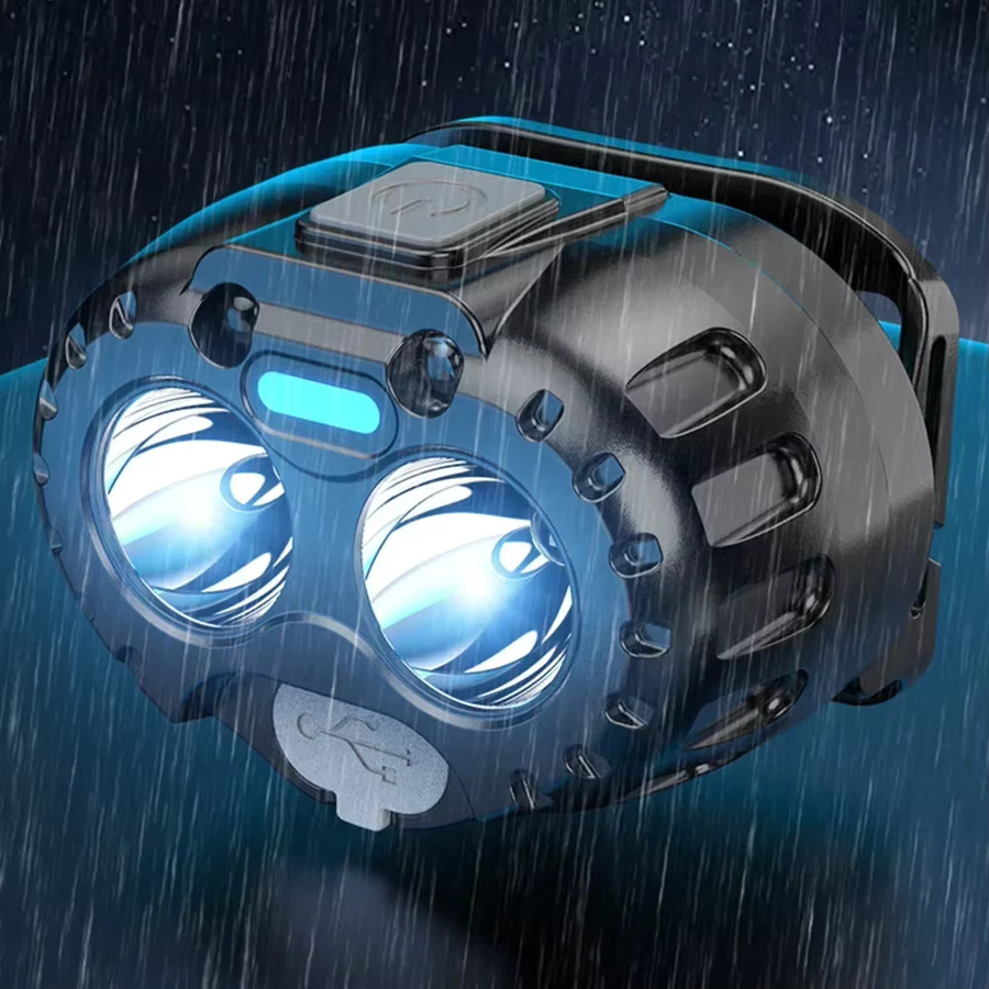 XIWANGFIRE Wiederaufladbarer LED Sensor Scheinwerfer Schwarz Wasserdicht für Outdoor Angeln Camping und Wandern - Bild 2