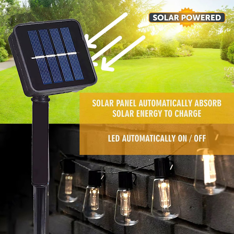 Solar LED String Light Girlande mit transparenten Glas-Globus Glühbirnen in Warmweiß für Garten, Terrasse und Party - Bild 3