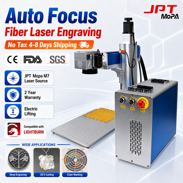 JPT MOPA Vezellasergraveermachine mit automatischer Fokusfunktion für Metall, Gold, Silber und Schmuck in Blau, 300W - Bild 1