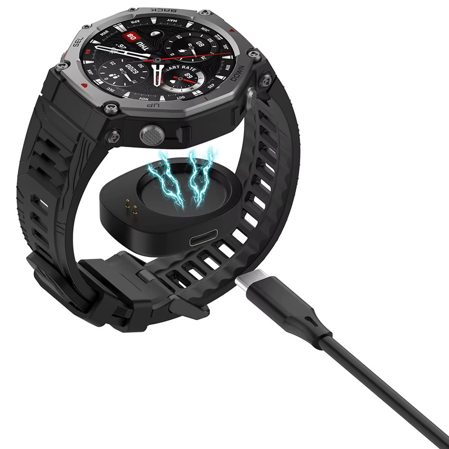 USB-C Ladeadapter für Amazfit T-Rex 3 A2322 und Balance A2286, Smartwatch-Ladestation in Schwarz - Bild 3