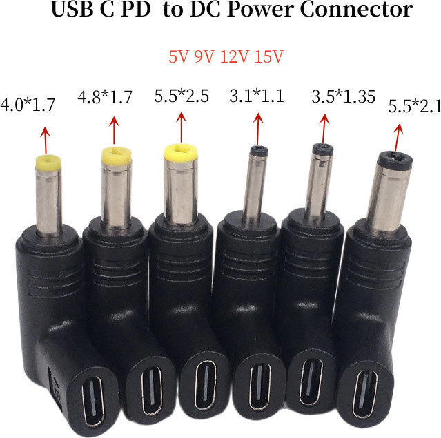 Bolantedz USB C PD zu DC Power Adapter Konverter in Schwarz für Router, Tablet und Fan - Bild 1