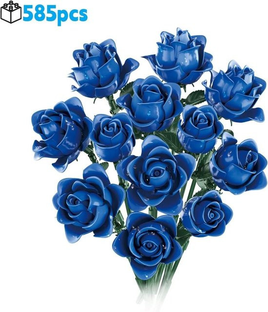 Wucifang Bags LEGO Bausteine Set Rosenstrauß in Blau und Gelb mit 585 Teilen - Bild 1