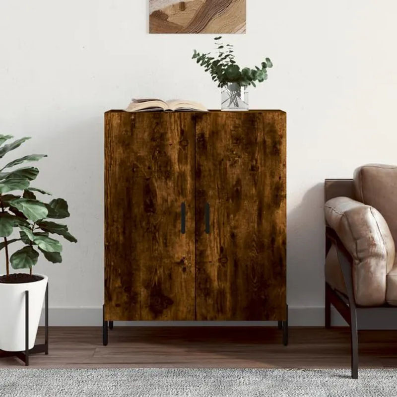 Vidaxl Schrank in Geräuchertem Eichen-Design mit Scharniertüren, Farbe: Braun, B/T/H: 69,5 x 34 x 90 cm - Bild 1