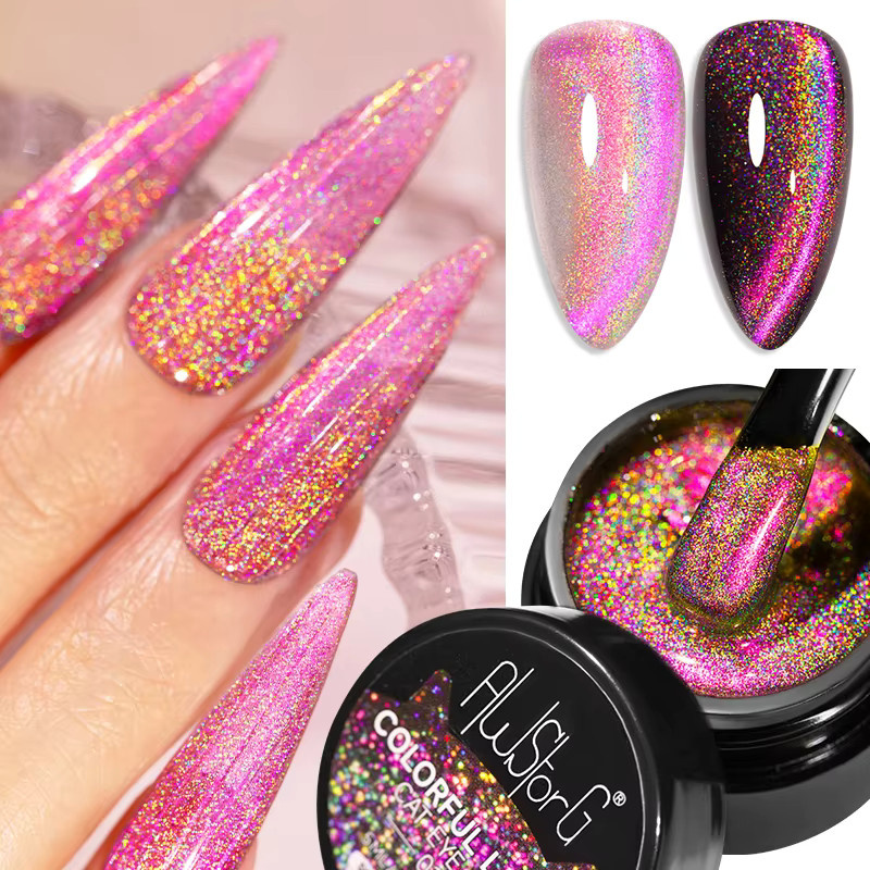 AWStorG Pink Light Cat Magnetic Gel-Nagellack, 5 ml, Silber, Glänzend - Bild 3