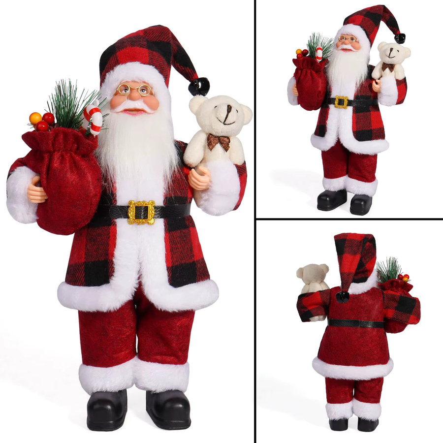 DUTRIEUX Weihnachtsmann-Figur in Rot und Gold aus Kunststoff und Textil, Höhe: 30,48 cm - Bild 4