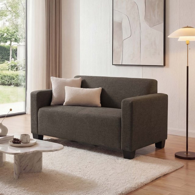 MCW 2er Sofa Lyon in Braun aus Stoff und Textil mit Holzrahmen - Bild 1