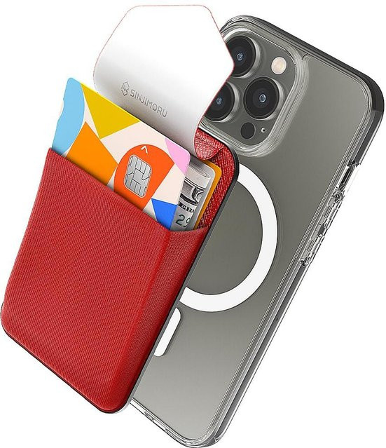 Sinjimoru MagSafe Kompatible iPhone Kartenhülle mit magnetischem Kartenhalter und Kreditkartenfach für iPhone 16 Pro in Rot - Bild 1