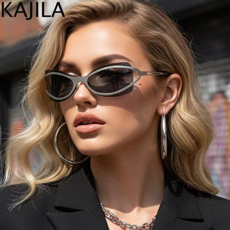 Kajila Sonnenbrille Cat-Eye, randlos, Metall, grau, Damen - Bild 2