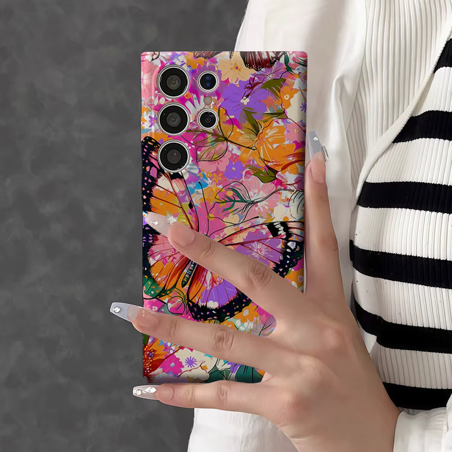 Stoßfeste Samsung Handyhülle mit Schmetterlings-Blüten Design in Multicolour für Galaxy S26 S25 S24 S23 Ultra Plus Android Smartphone - Bild 5