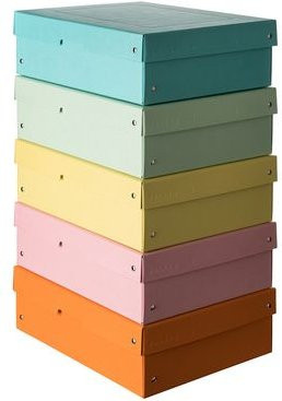 Falken PURE Box Archivboxen A4 in Pastellfarben, 5 Stück, FSC-zertifizierte Pappe, B: 240 mm, T: 320 mm, H: 100 mm - Bild 1