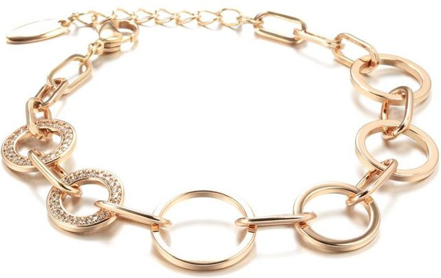 Gliederarmband Roségold, Kupfer, Zirkonia, Damen, 22 cm - Bild 1
