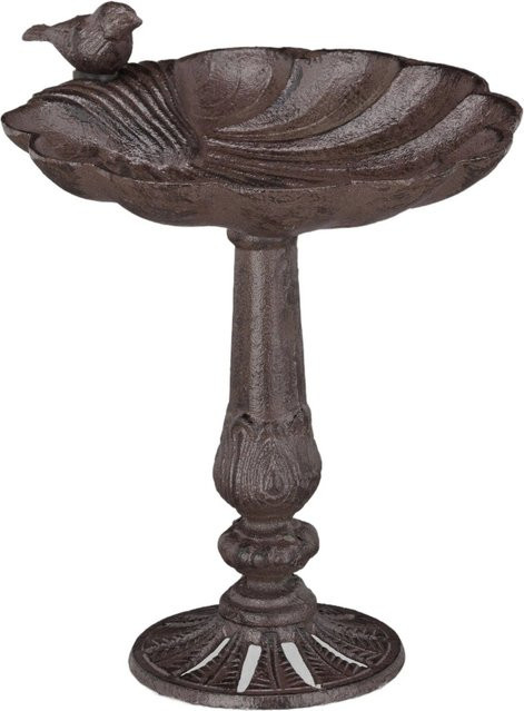 Relaxdays Vogeltränke aus Gusseisen im Muschel-Design, Braun, B: 24,5 cm, T: 22 cm, H: 18 cm - Bild 1