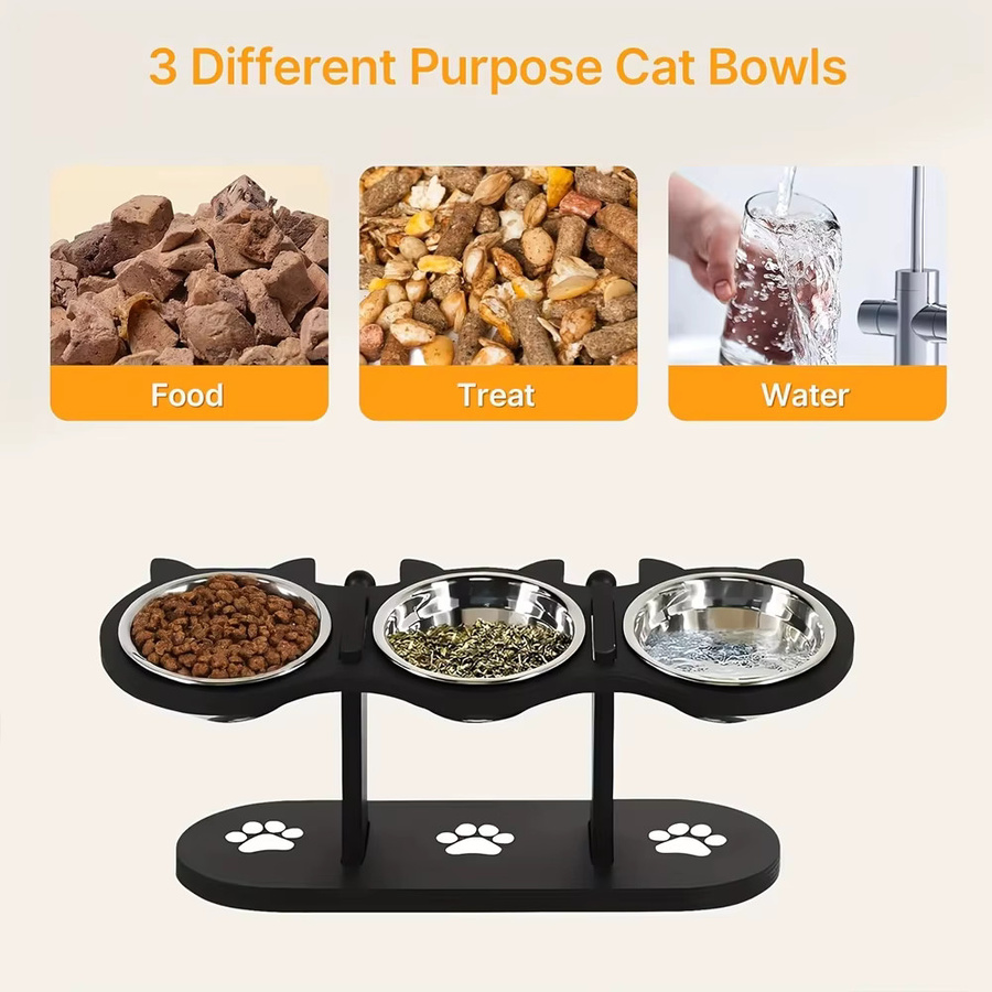 PETRAVEL Erhöhter Futternapf für Hunde und Katzen in Schwarz, B/T/H: 42,5 x 16,0 cm - Bild 4