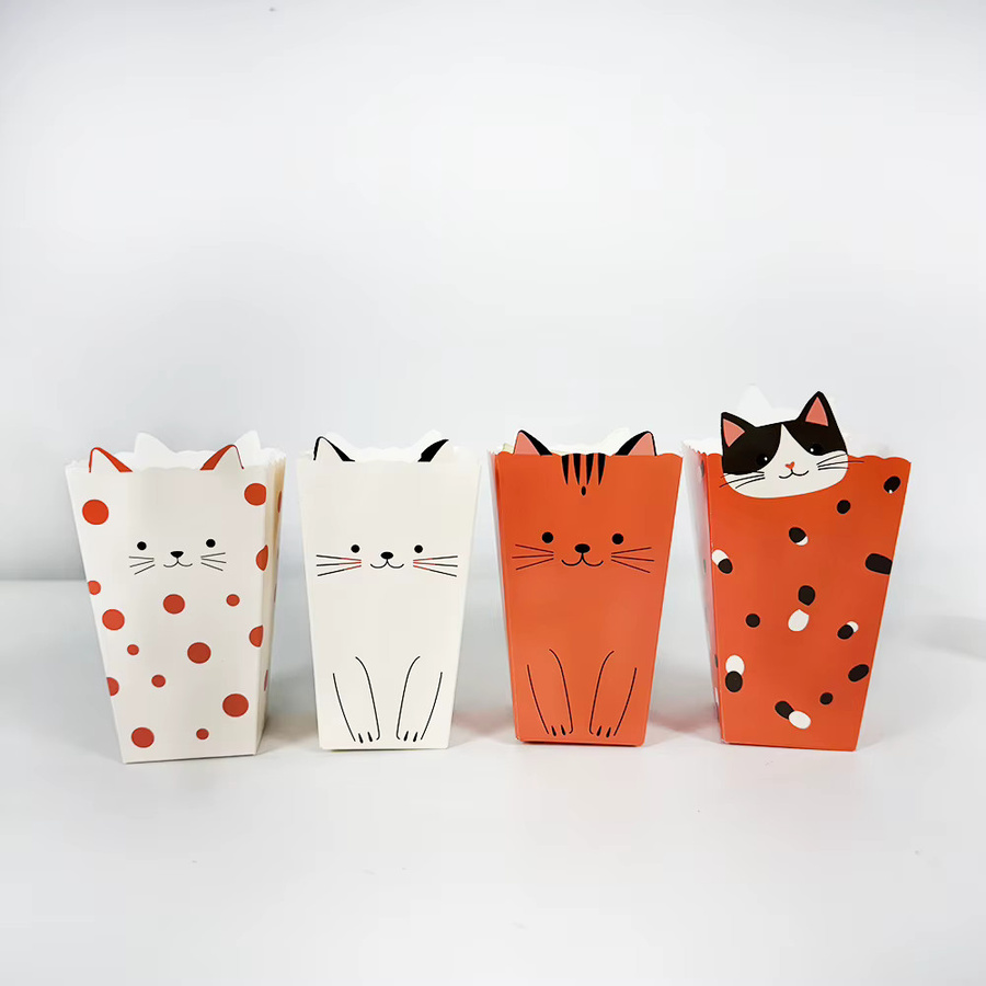 Niedliche Katzen-Popcorn-Boxen aus Papier für deine Geburtstagsparty oder Babyparty, Mehrfarbig - Bild 2