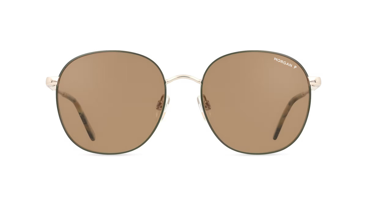 Morgan MO 7380 Sonnenbrille Vollrand, Rund, Edelstahl, Unisex, Grün, Braun - Bild 1